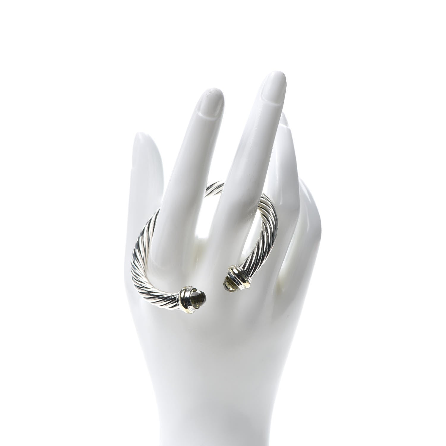 David Yurman Sterling Silver 14K Yellow Gold Lemon Citrine 7mm Cable Classics Bracelet 2 of 4