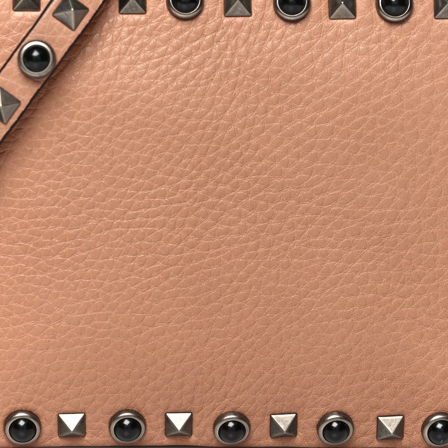 Pebbled Calfskin Rockstud Rolling Camera Crossbody Bag Soft Noisette