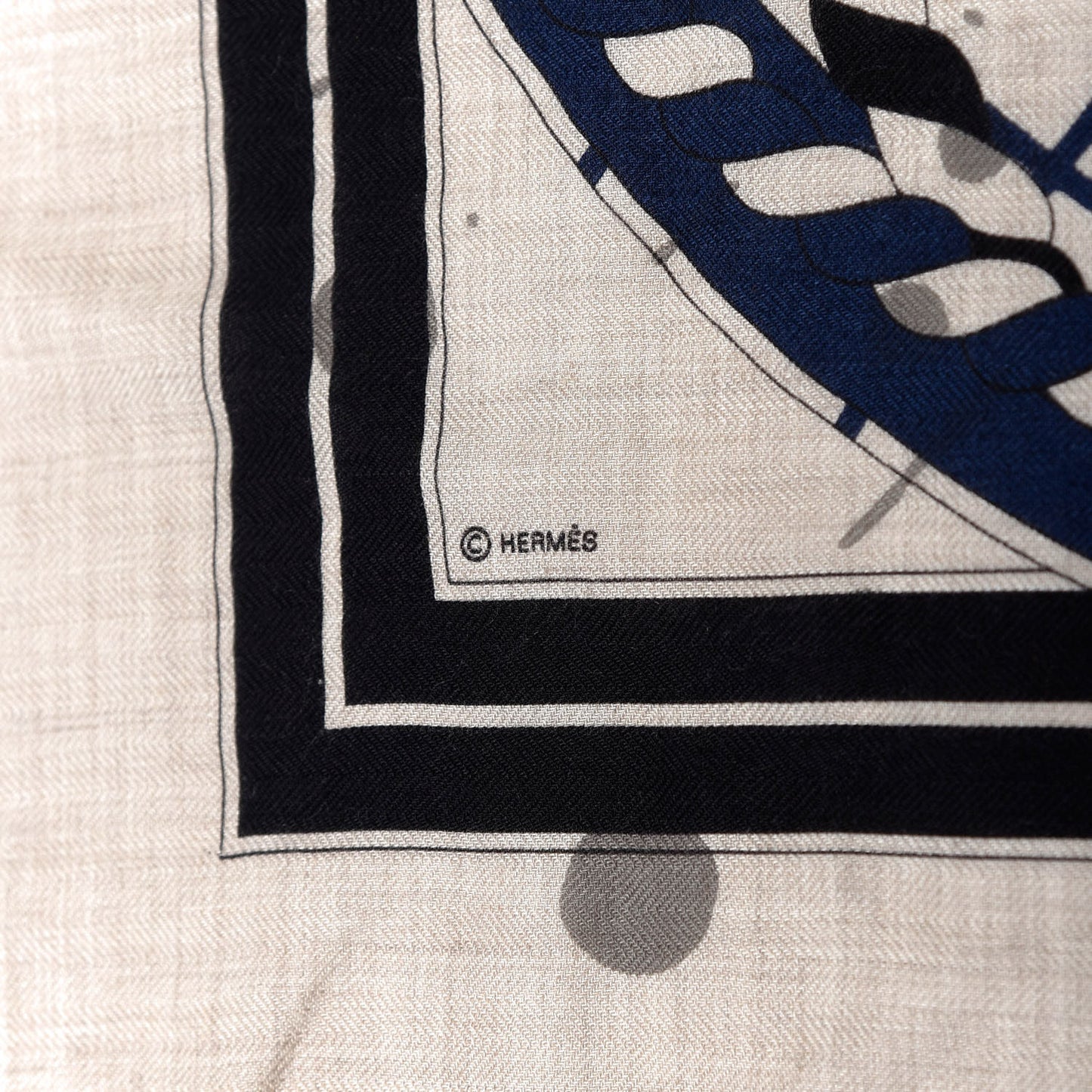 Cashmere Silk Imprimeur Fou Shawl 140 Naturel Black Bleu De Prusse