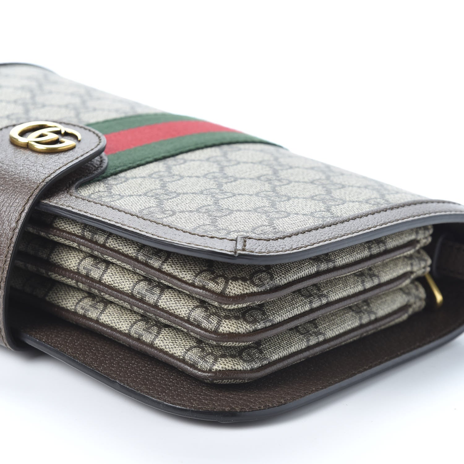 Gucci GG Supreme Monogram Web Ophidia Flap Messenger Bag Beige New Acero 6 of 9