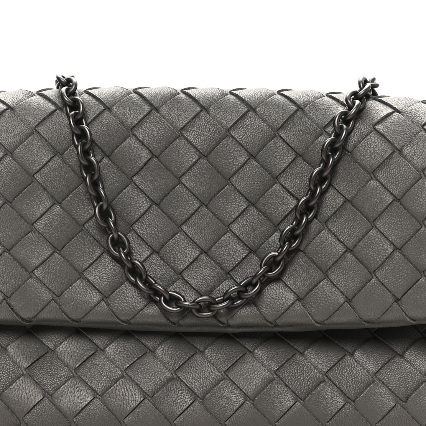 Nappa Intrecciato Small Chain Crossbody Light Grey