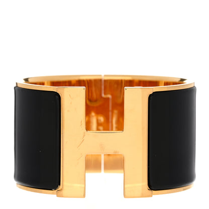 Hermes Enamel Extra Wide Clic Clac H Bracelet PM Black 1 of 5
