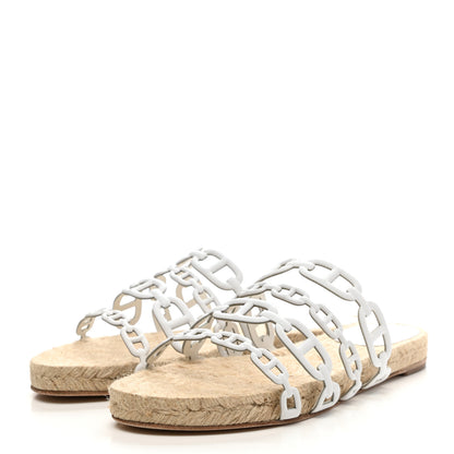 Hermes Nappa Ancone Espadrille Sandals 36 White Naturel 3 of 8
