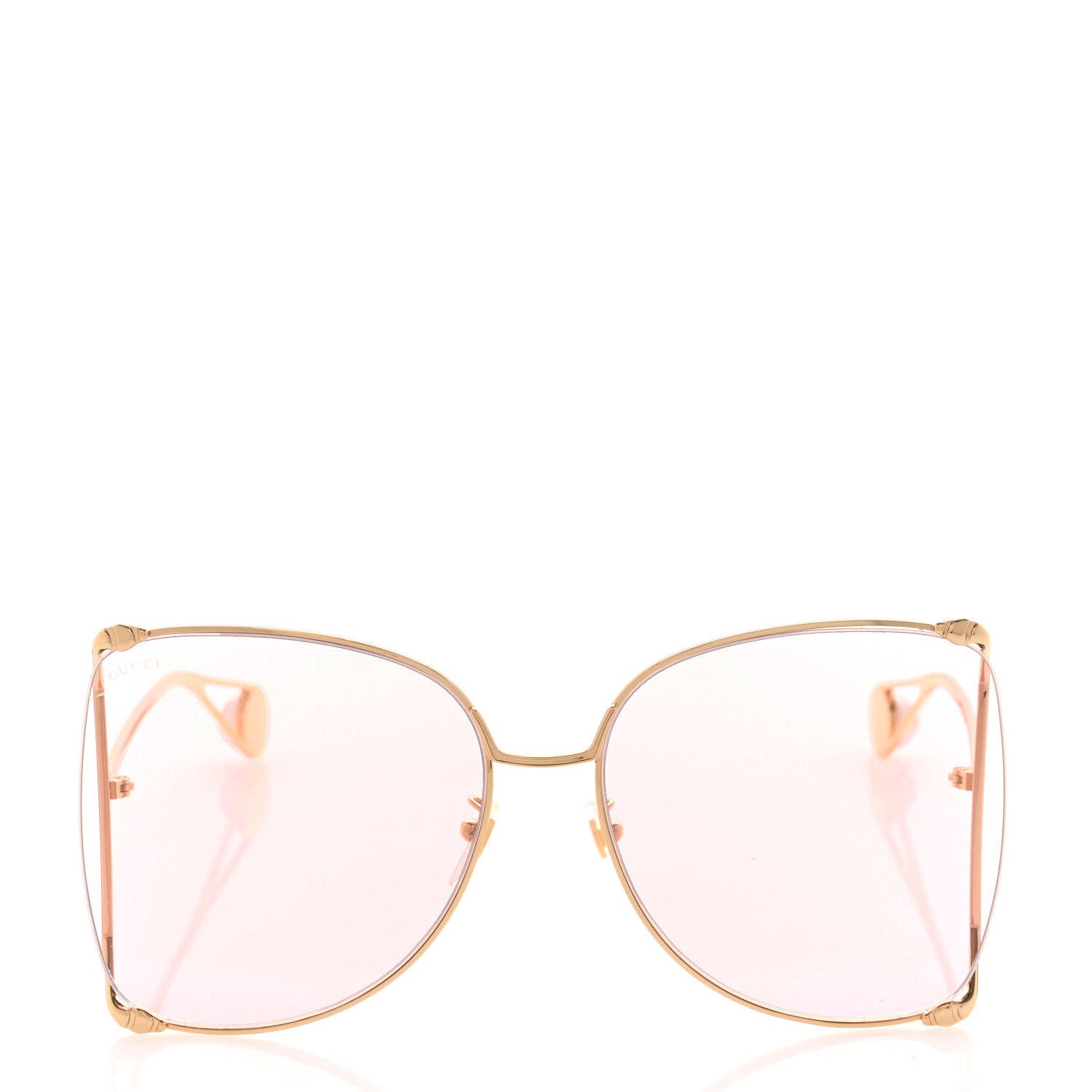 Gucci Metal Oversized Round Sunglasses GG0252S Gold Pink 2 of 8