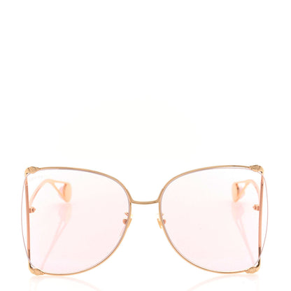 Gucci Metal Oversized Round Sunglasses GG0252S Gold Pink 2 of 8