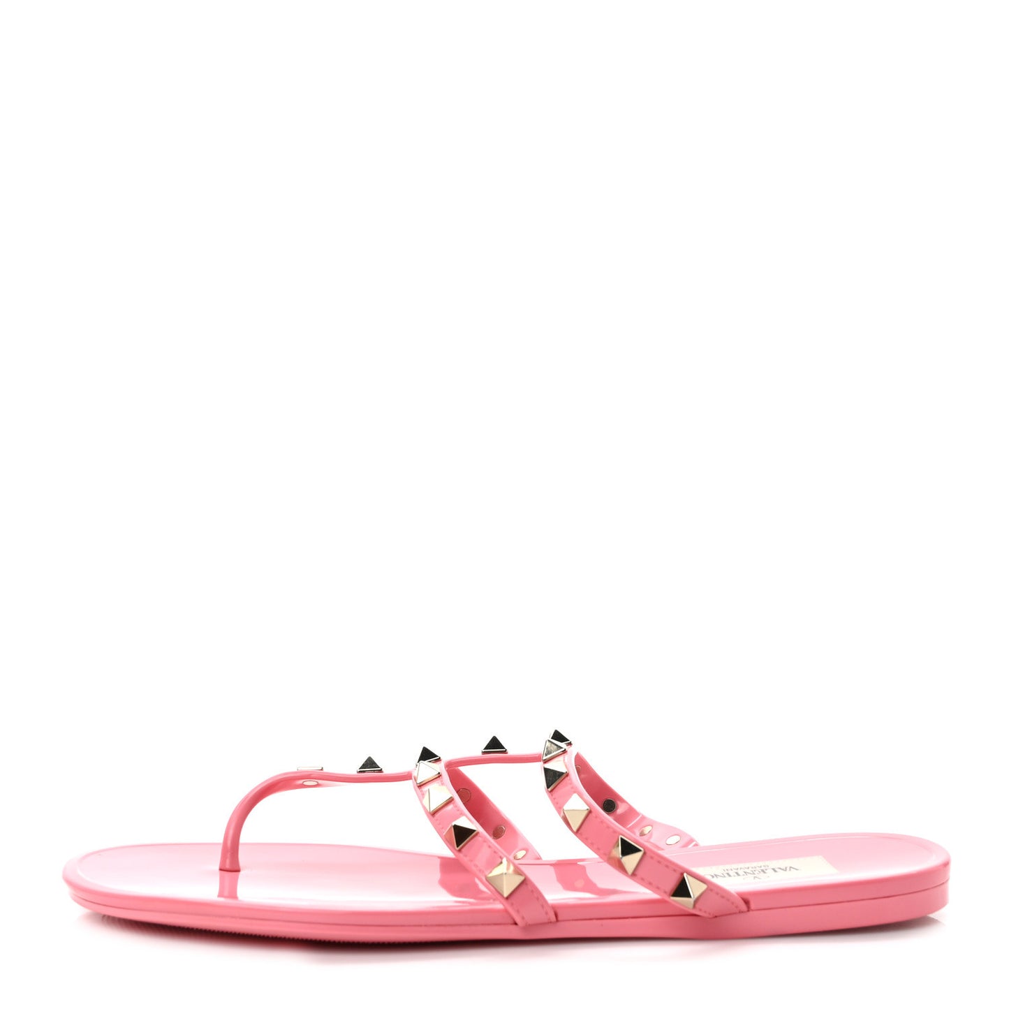 PVC Jelly Rockstud Caged Flat Thong Sandals 38 Dawn Pink