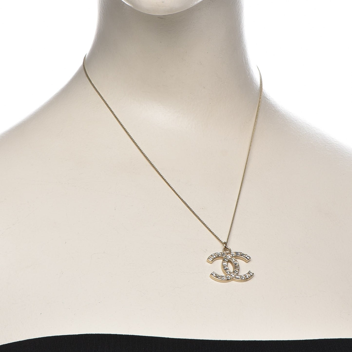 Baguette Crystal CC Necklace Gold