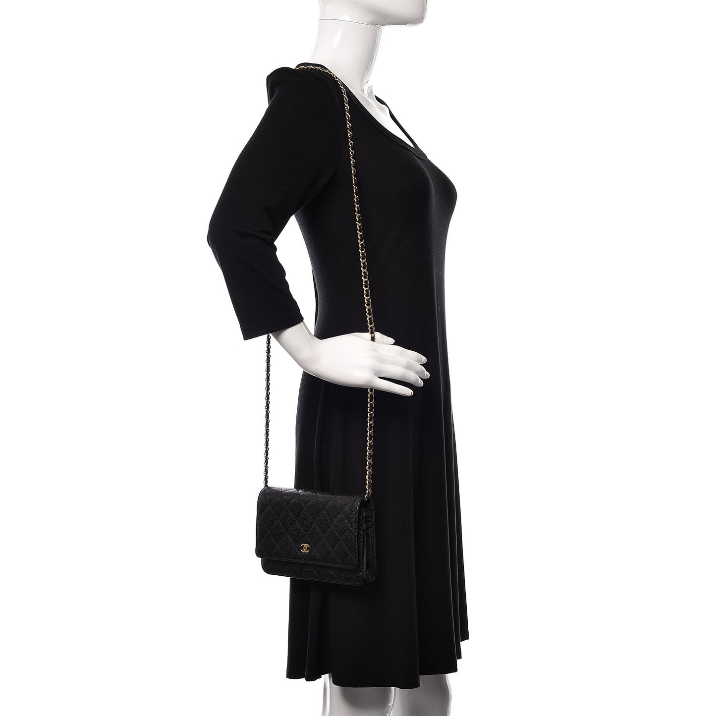 Caviar Quilted Wallet On Chain WOC Black