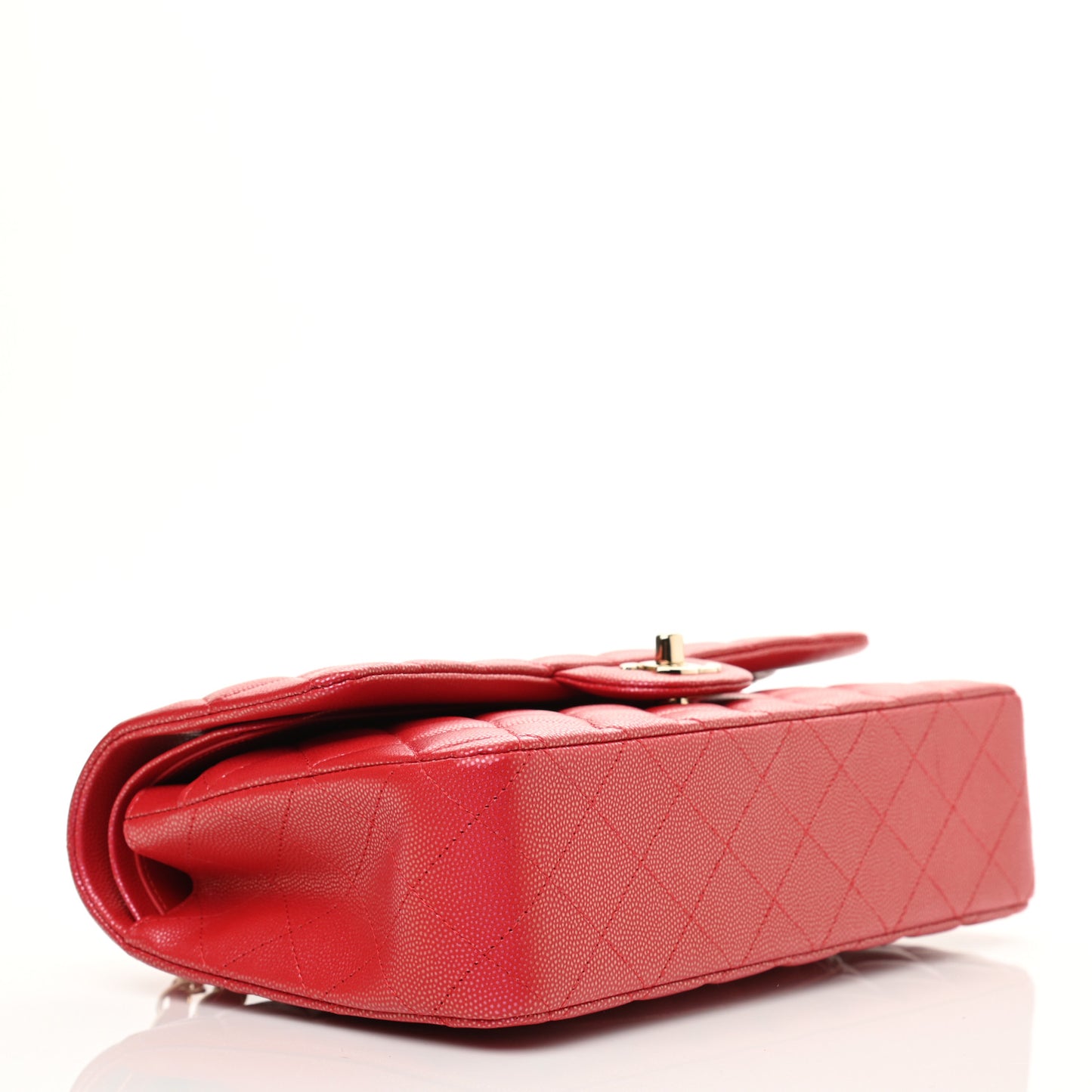 Iridescent Caviar Quilted Medium Double Flap Red