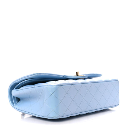 Chanel Iridescent Lambskin Quilted Medium Double Flap Light Blue 4 of 11