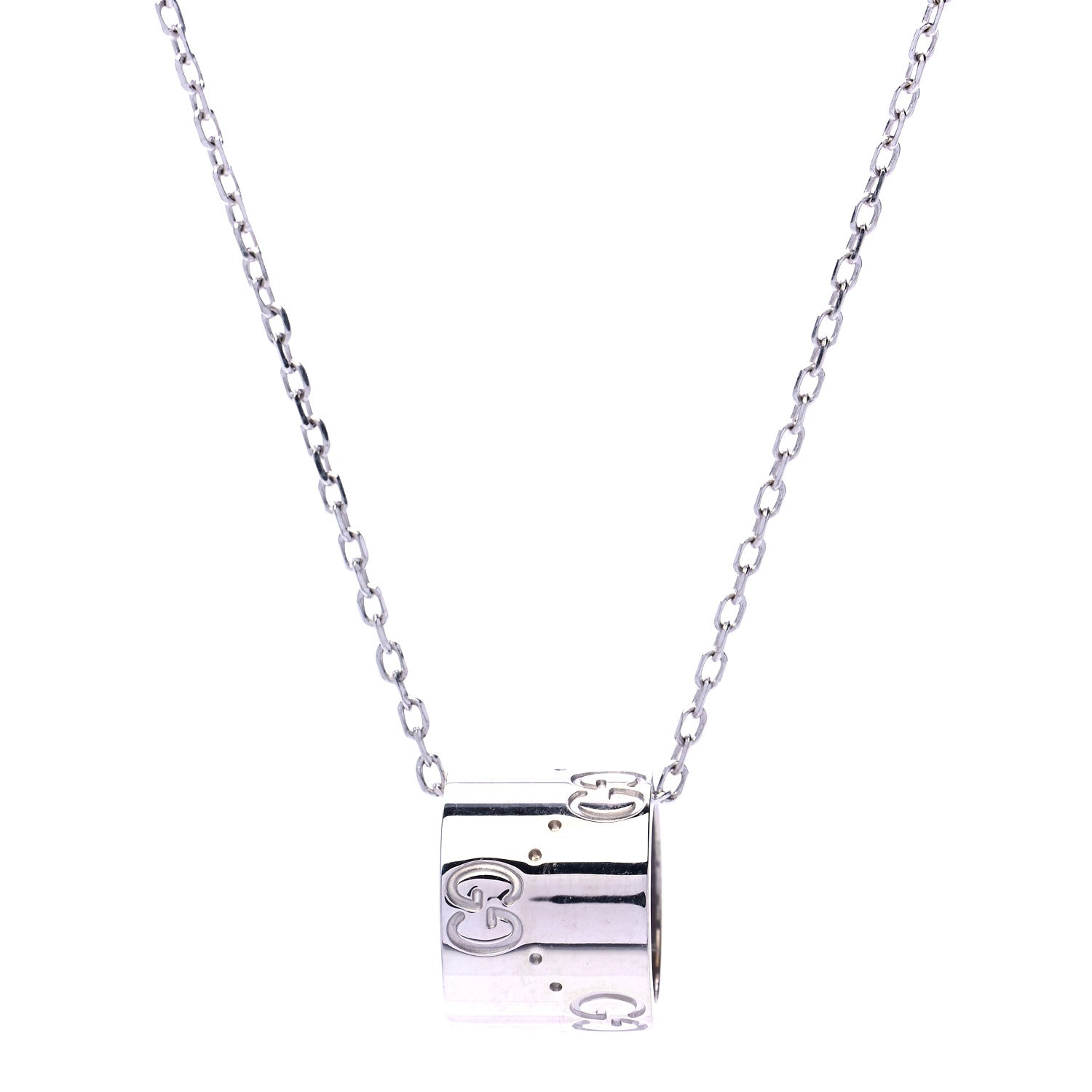 Gucci 18K White Gold Icon Twirl Pendant Necklace 1 of 8