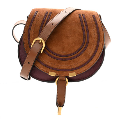 Chloe Suede Calfskin Mini Marcie Round Crossbody Bag Tan 1 of 9