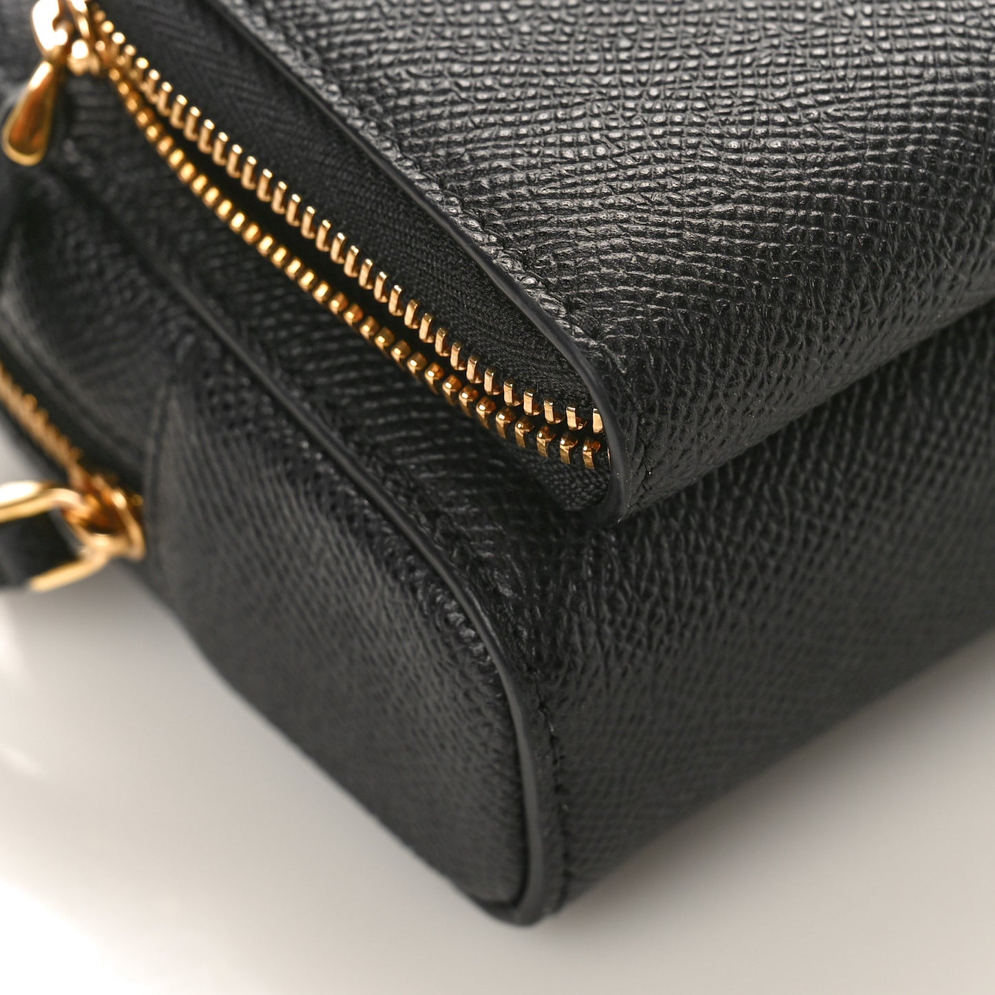 Grained Calfskin Caro Double Pouch Black