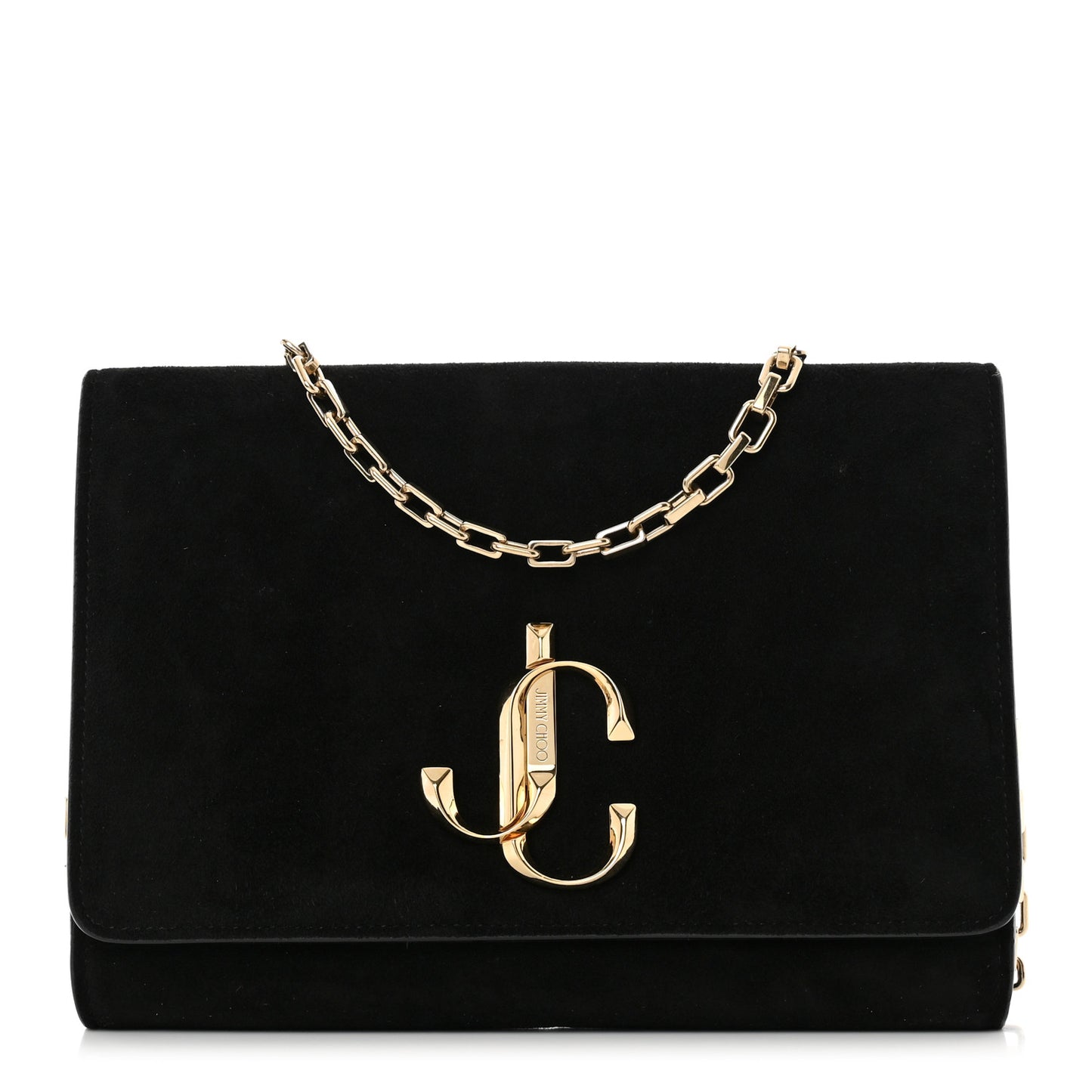 Suede Varenne Chain Clutch Black
