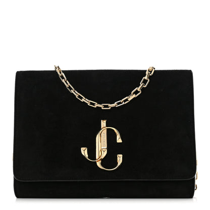 Jimmy Choo Suede Varenne Chain Clutch Black 1 of 8