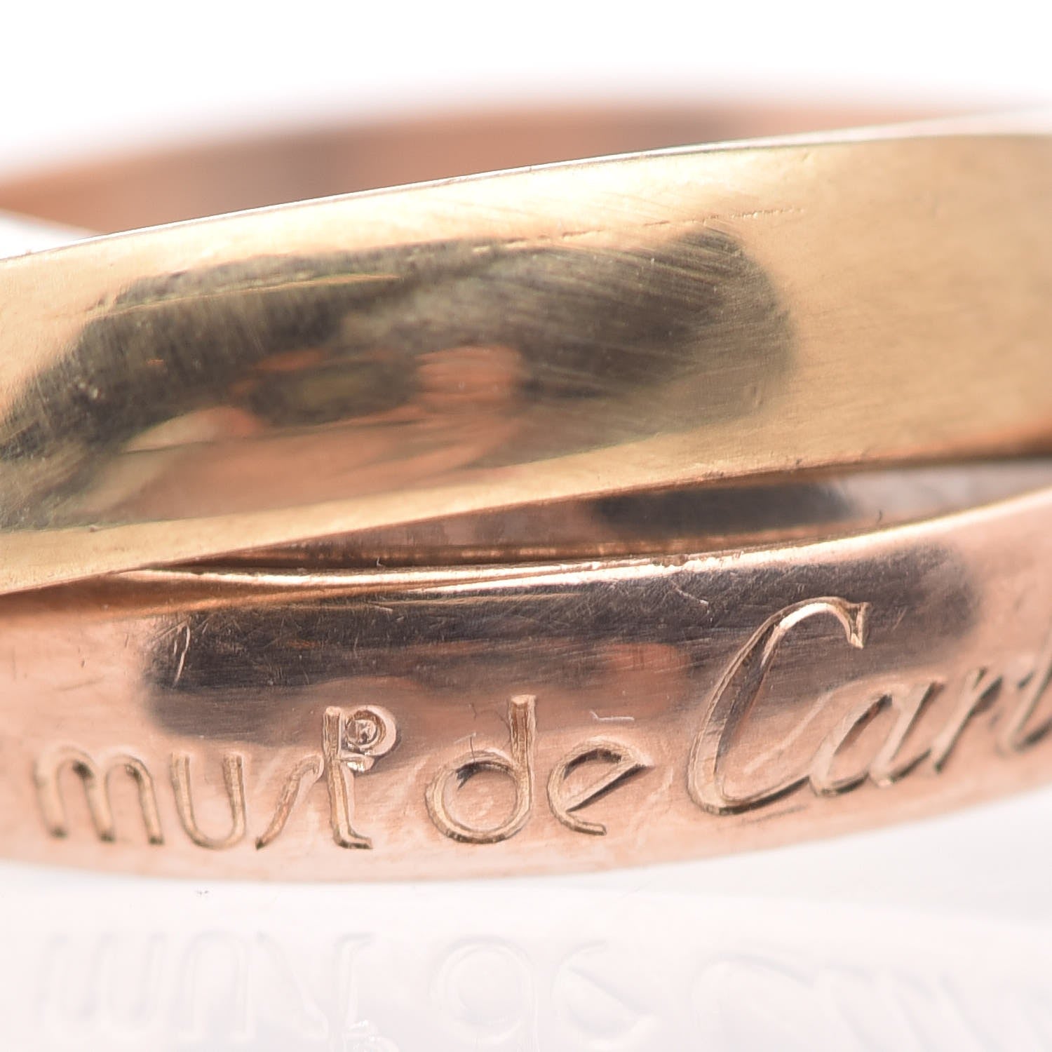 Cartier 18K Pink Yellow White Gold Classic Les Must De Trinity Ring 51 5.75 6 of 7