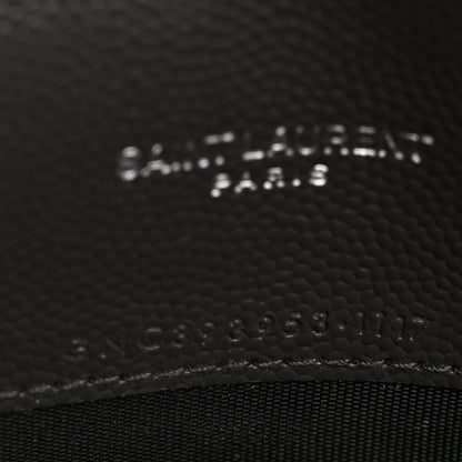 Saint Laurent Grain De Poudre Matelasse Chevron Monogram Envelope Chain Wallet Asphalt White 7 of 14