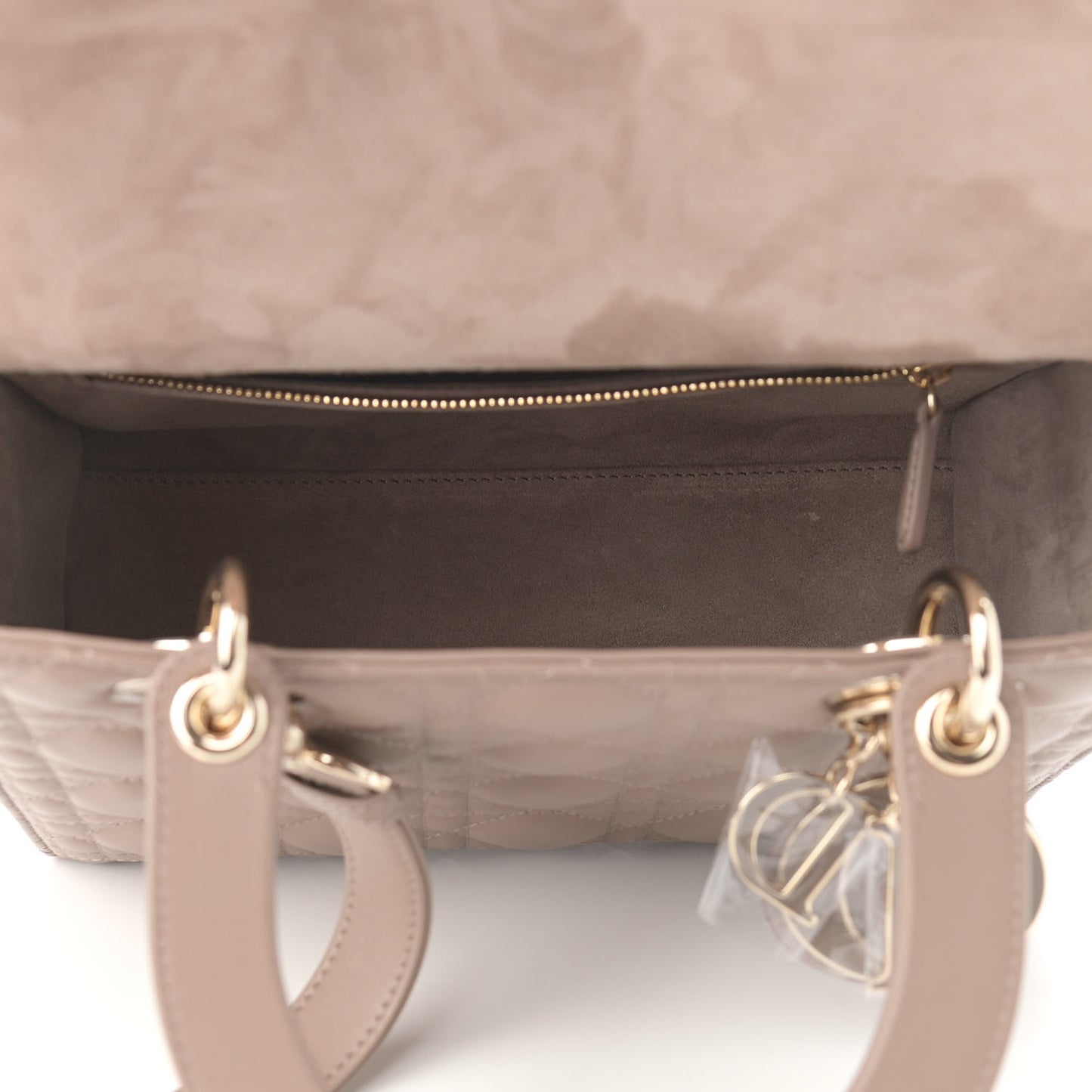 Lambskin Cannage Medium Lady Dior Warm Taupe