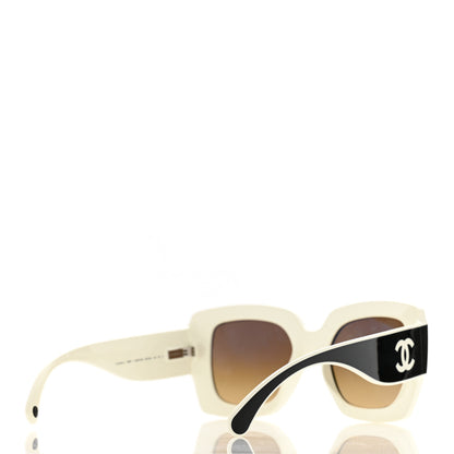 Chanel Acetate Square Sunglasses 6059 Black White 4 of 8