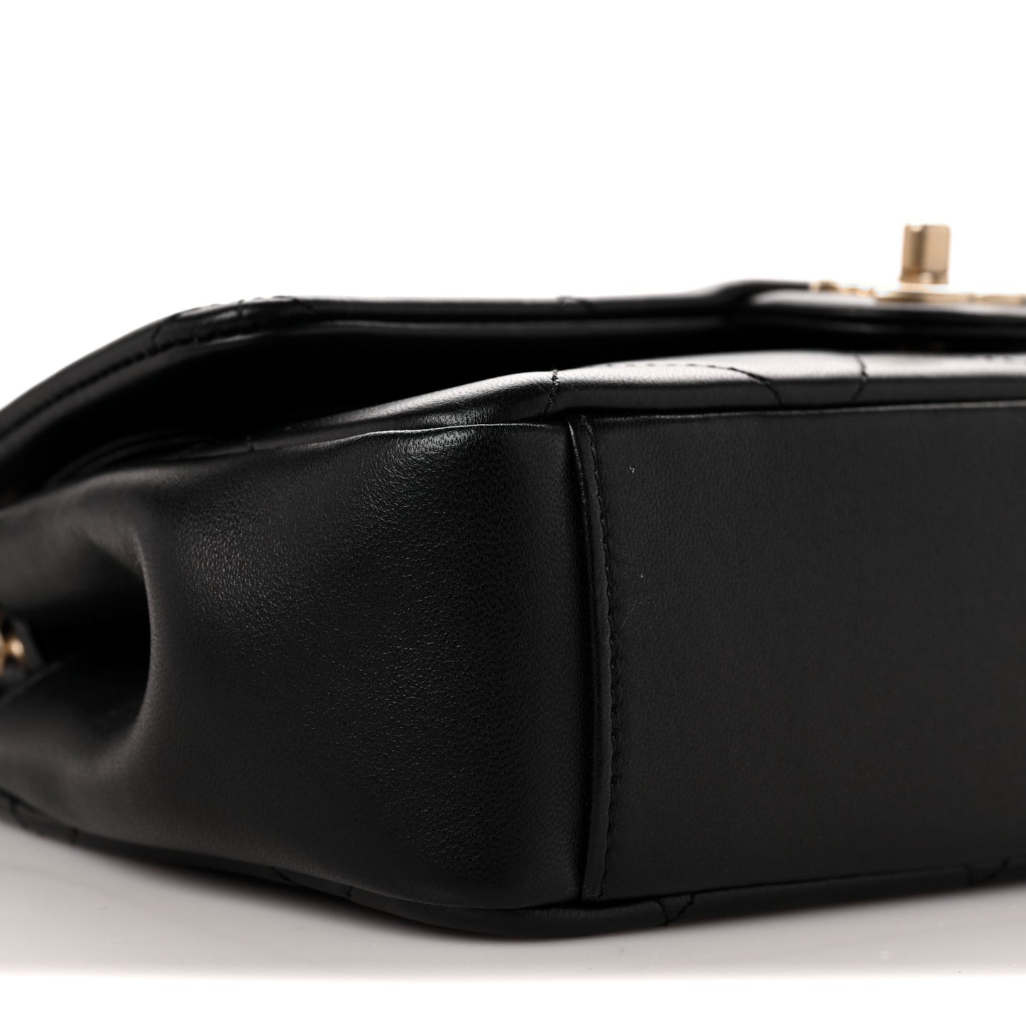 Lambskin Small Chain Handle Flap Bag Black