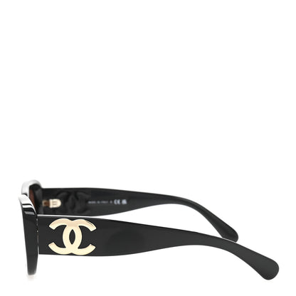 Chanel Acetate Rectangle Sunglasses 5493-A Black Brown 3 of 8