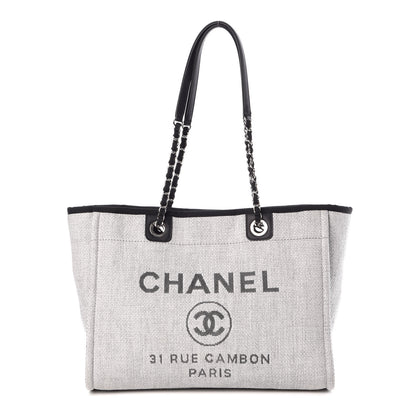 Chanel Woven Straw Raffia Small Deauville Tote Grey 1 of 9