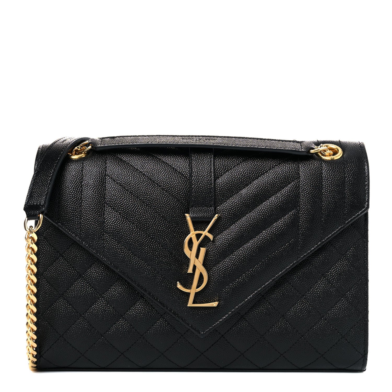 Saint Laurent Grain De Poudre Textured Mixed Matelasse Triquilt Medium Monogram Satchel Black 1 of 11