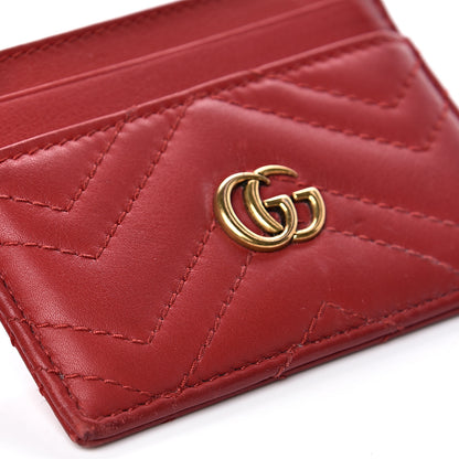 Gucci Calfskin Matelasse GG Marmont Card Holder Hibiscus Red 10 of 12