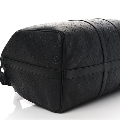 Louis Vuitton Calfskin Shadow Monogram Keepall Bandouliere 50 Black 7 of 10