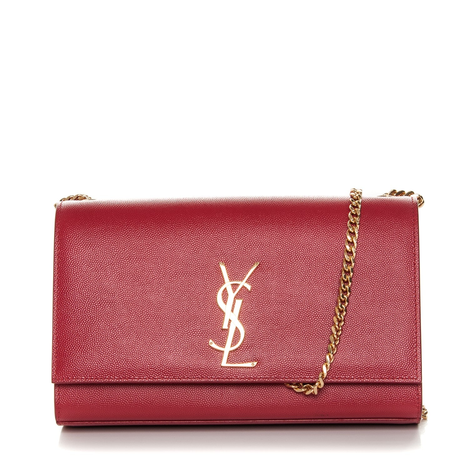 Saint Laurent Grain De Poudre Medium Monogram Kate Satchel Red 1 of 7