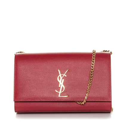 Saint Laurent Grain De Poudre Medium Monogram Kate Satchel Red 1 of 7