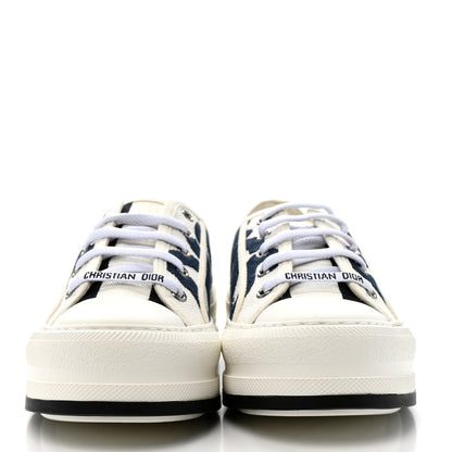 Christian Dior Canvas Embroidered Miss Dior Graffiti Walk'N'Dior Platform Sneakers 37 White Deep Blue 3 of 8