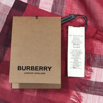 Burberry Wool Silk Gauze Giant Check Scarf Fuchsia Pink 4 of 4