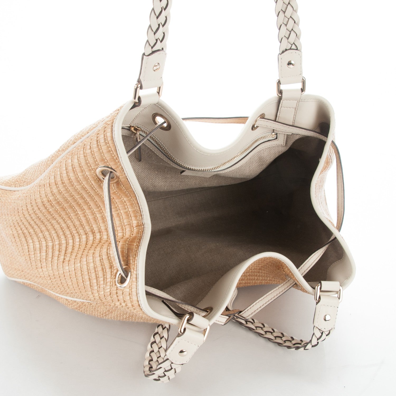 Gucci Straw Peggy Braided Tote Off White 4 of 6