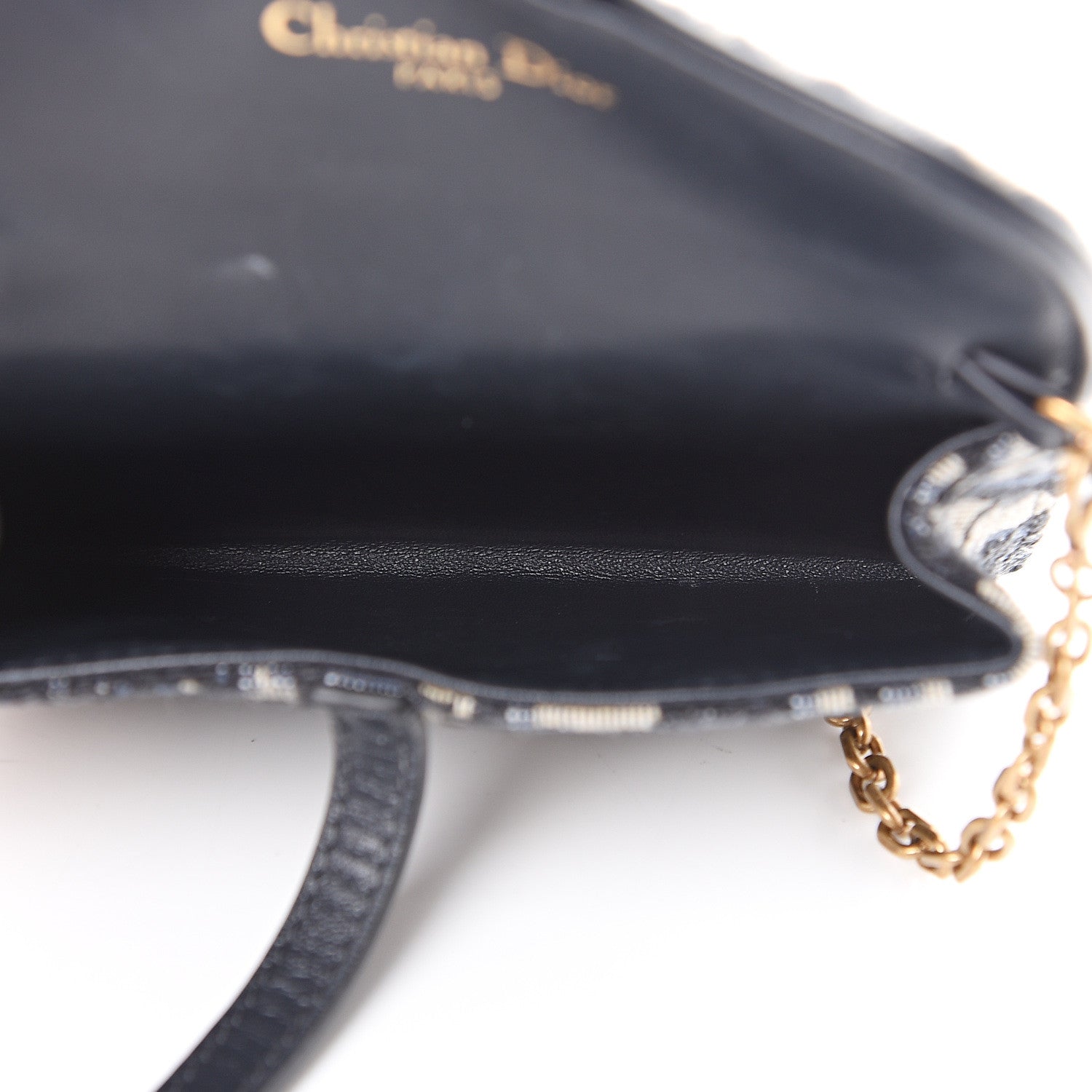 Christian Dior Oblique Nano Saddle Chain Pouch Blue 4 of 8