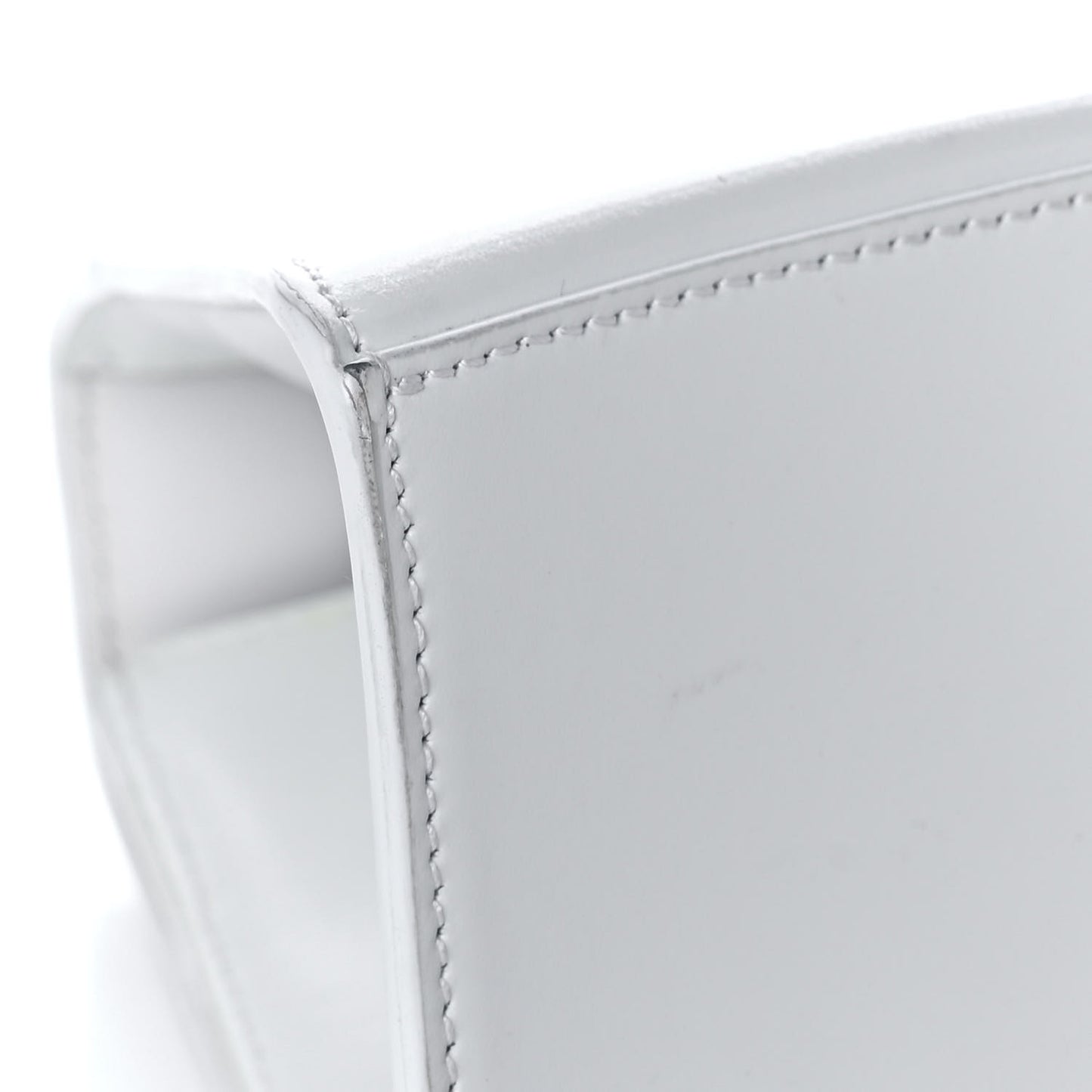 Shiny Box Calfskin Small Hourglass Top Handle Bag White