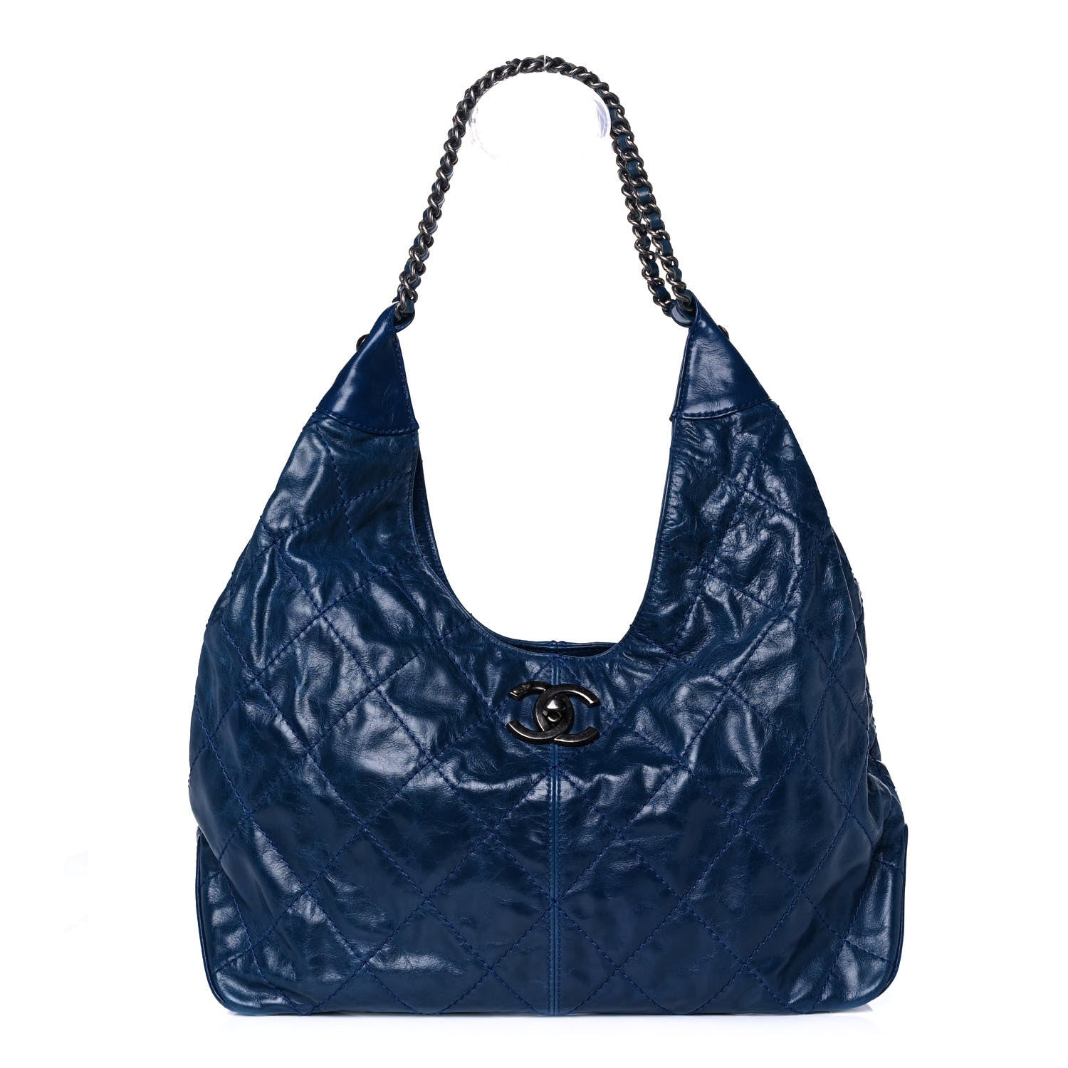 Chanel Aged Calfskin Quilted Coco Supple Hobo Navy Blue 1 of 11