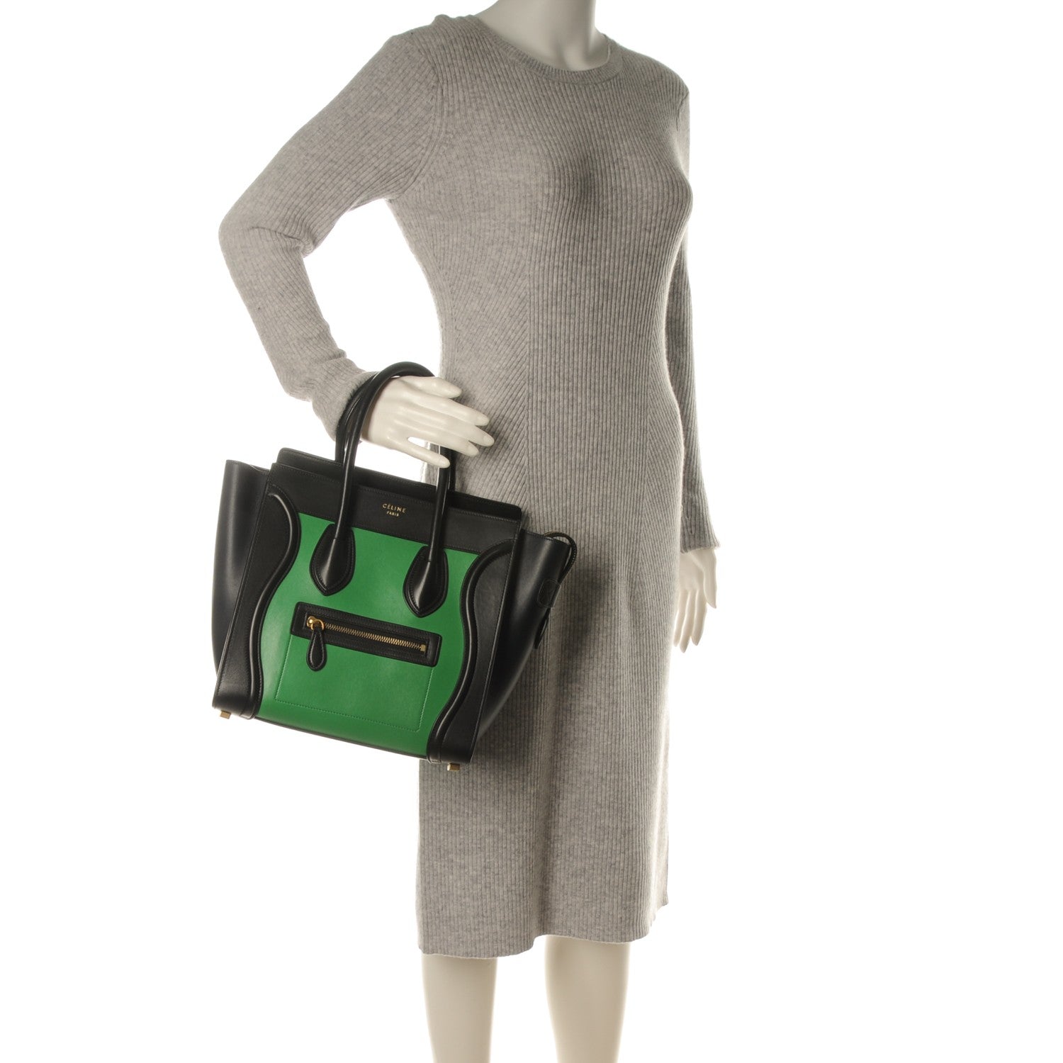 Celine Smooth Calfskin Micro Bi-Color Luggage Grass 2 of 8