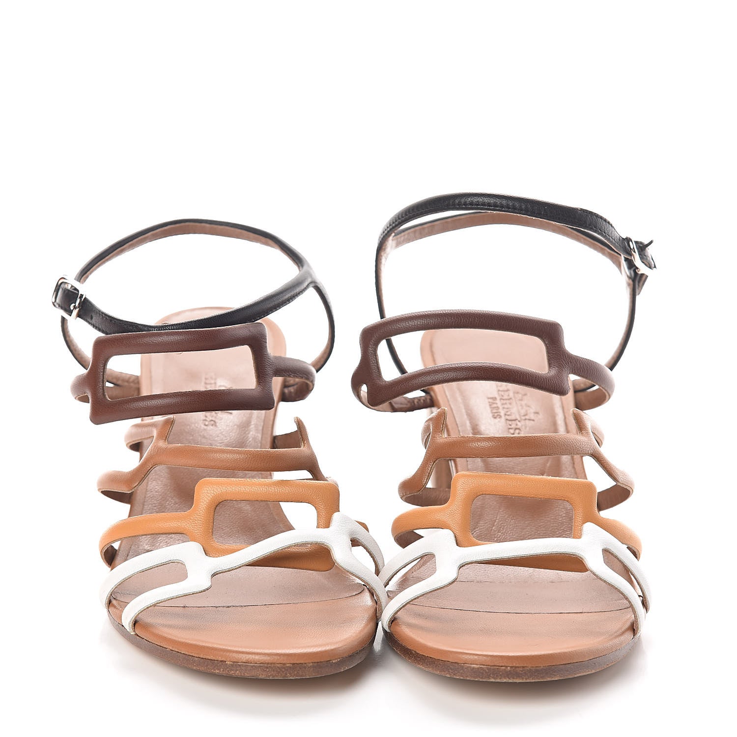 Hermes Calfskin Oracle Sandals 37.5 Palissandre Gold White Black 2 of 10