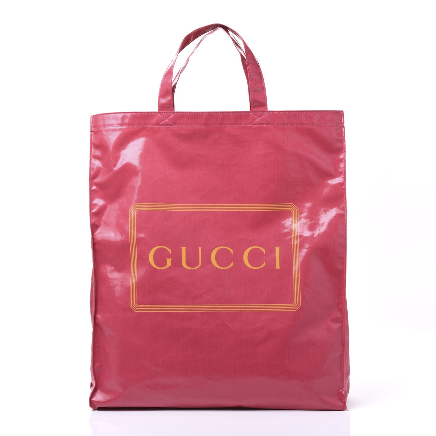 Patent Canvas Frame Logo Vertical Tote Glam Pink