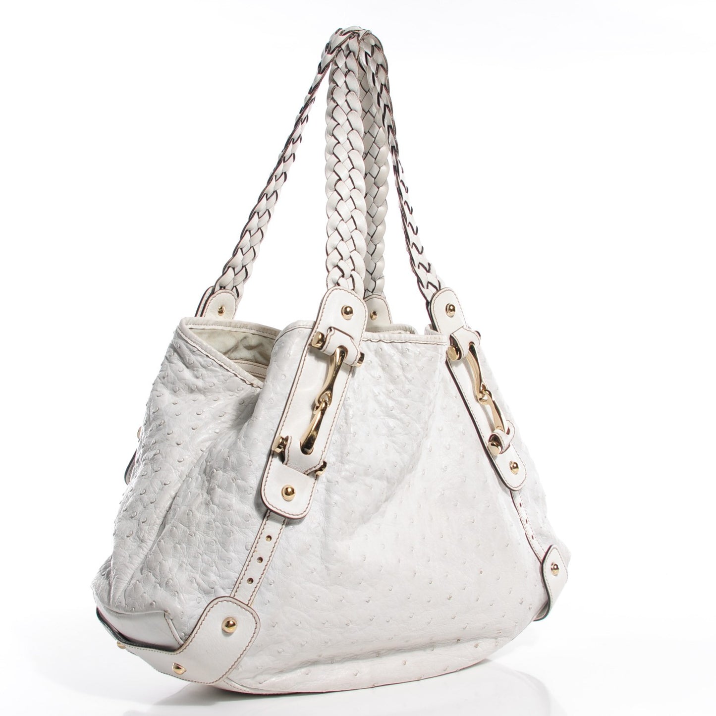 Ostrich Medium Pelham Shoulder Bag White