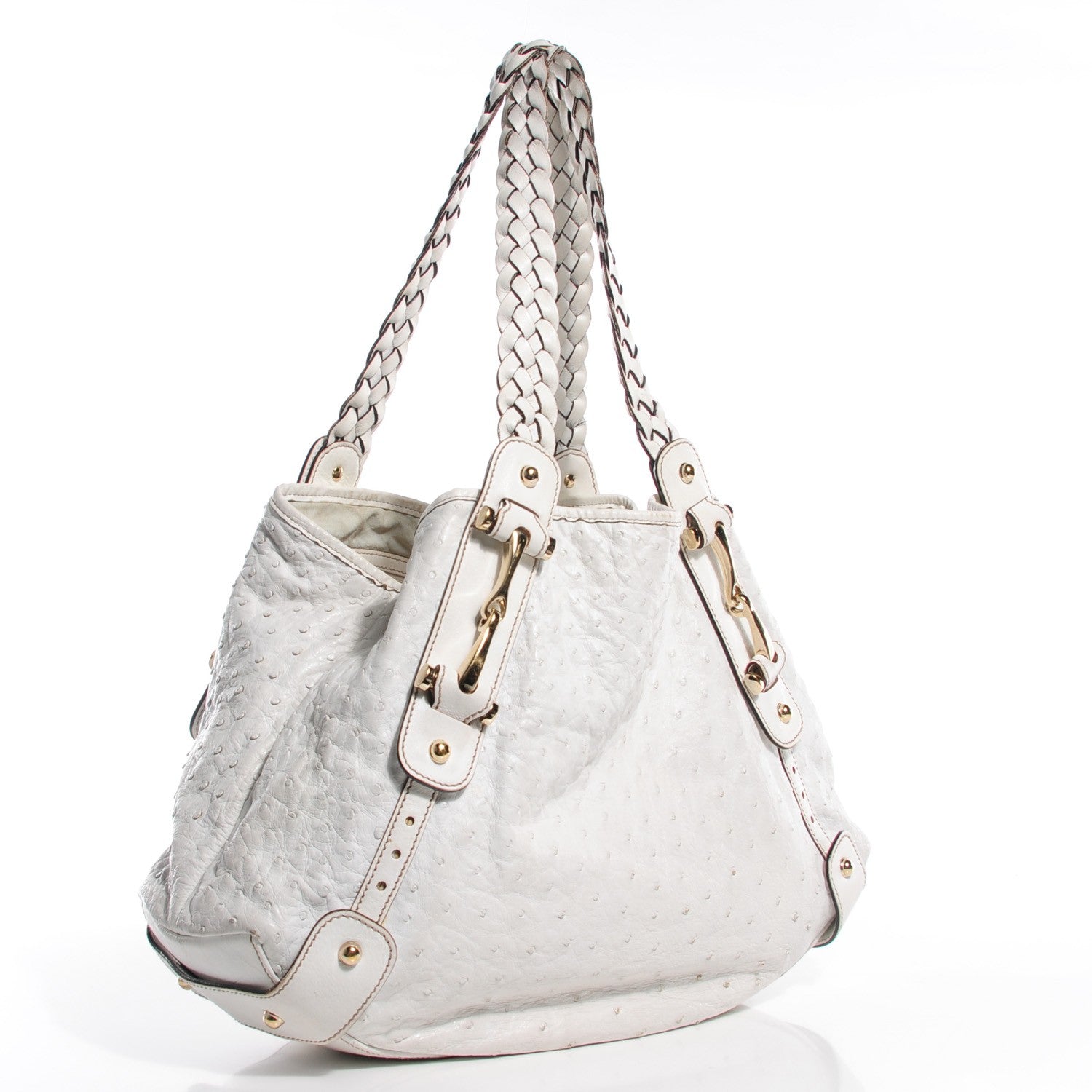 Gucci Ostrich Medium Pelham Shoulder Bag White 2 of 7