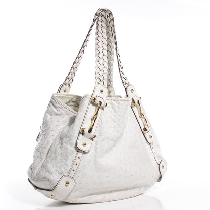 Gucci Ostrich Medium Pelham Shoulder Bag White 2 of 7