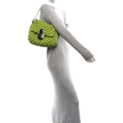 Fendi Wool Crochet Knit Mama Baguette Green 2 of 10