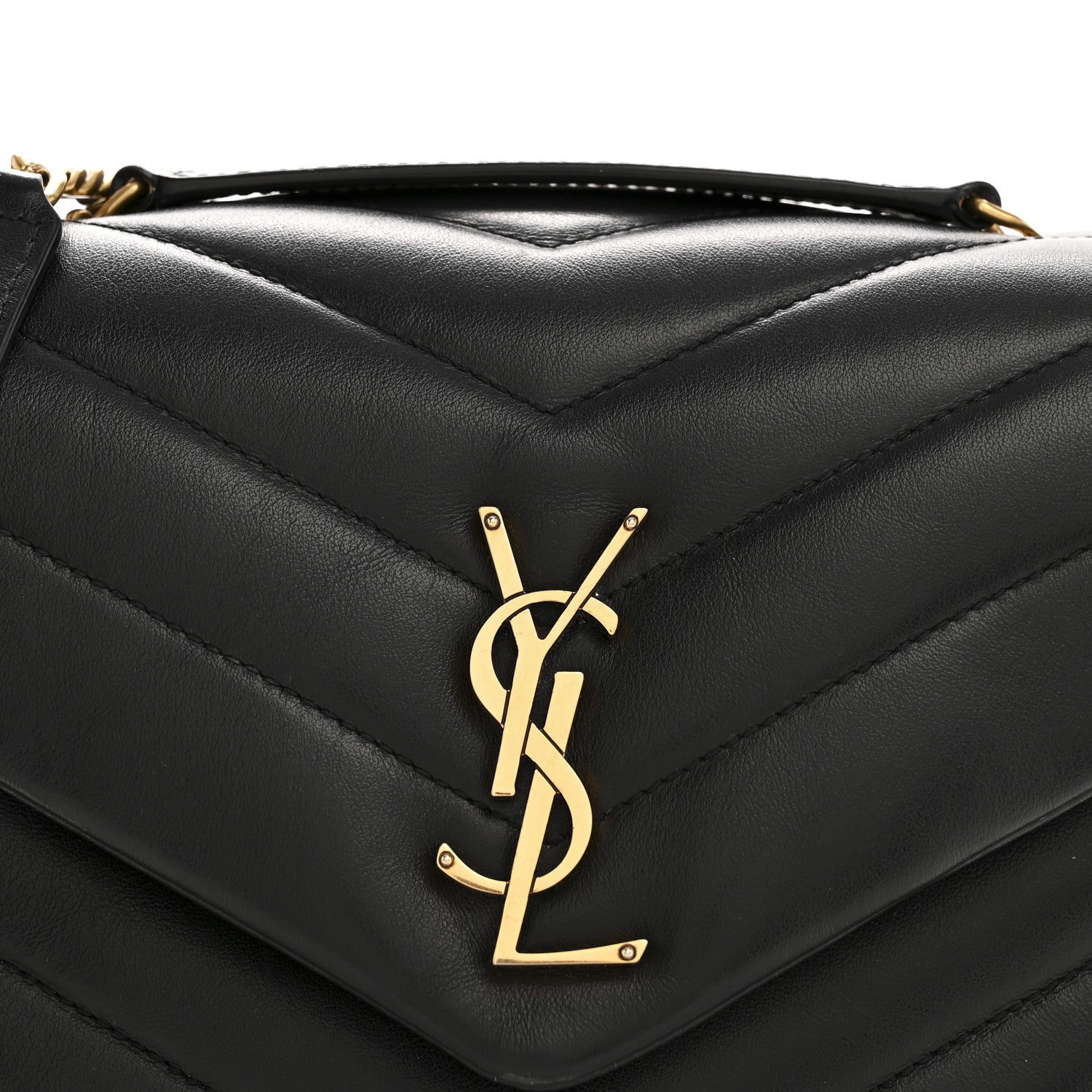Saint Laurent Calfskin Y Quilted Monogram Small Loulou Chain Satchel Black 8 of 11