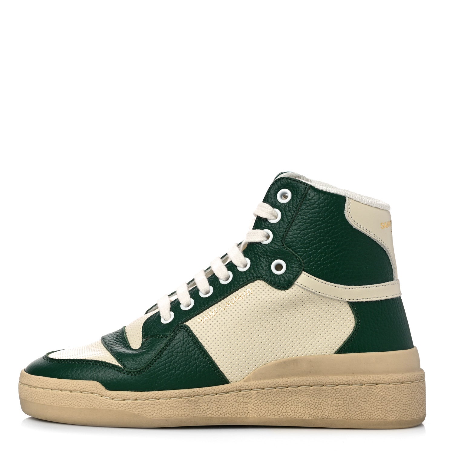 Saint Laurent Calfskin Mid Top Sneakers 37 Green 1 of 15