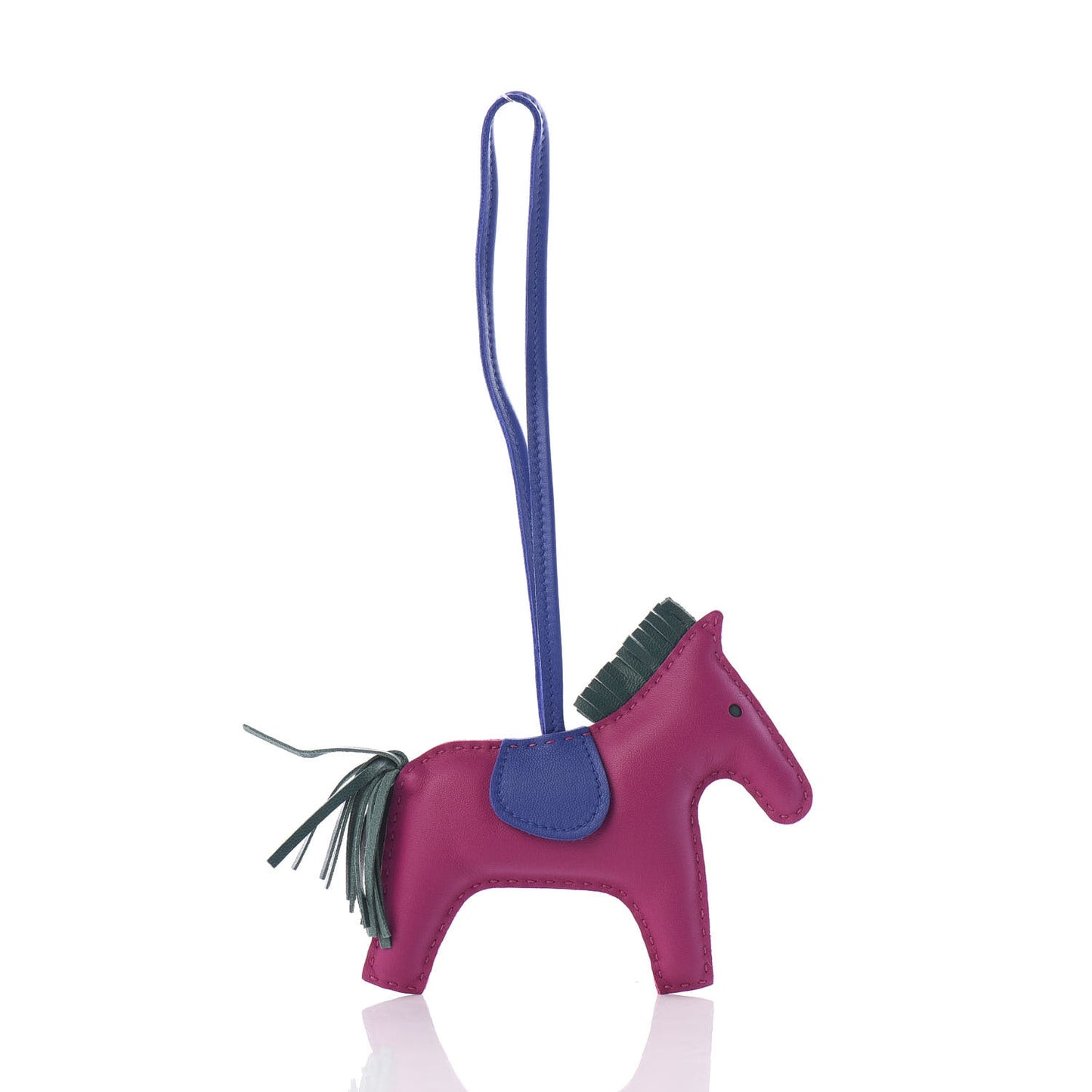 Milo Lambskin Grigri Rodeo Horse Bag Charm MM Rose Pourpre Malachite Bleu Electrique