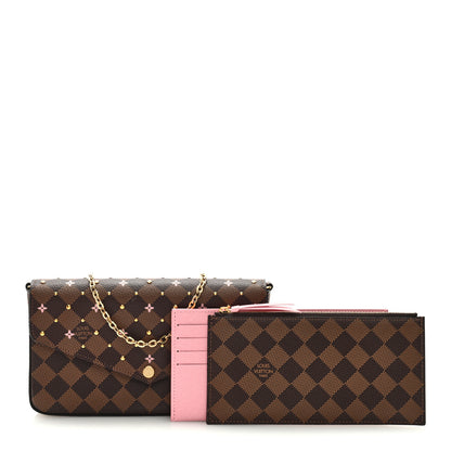 Louis Vuitton Damier Ebene Studded Pochette Felicie Chain Wallet 3 of 10