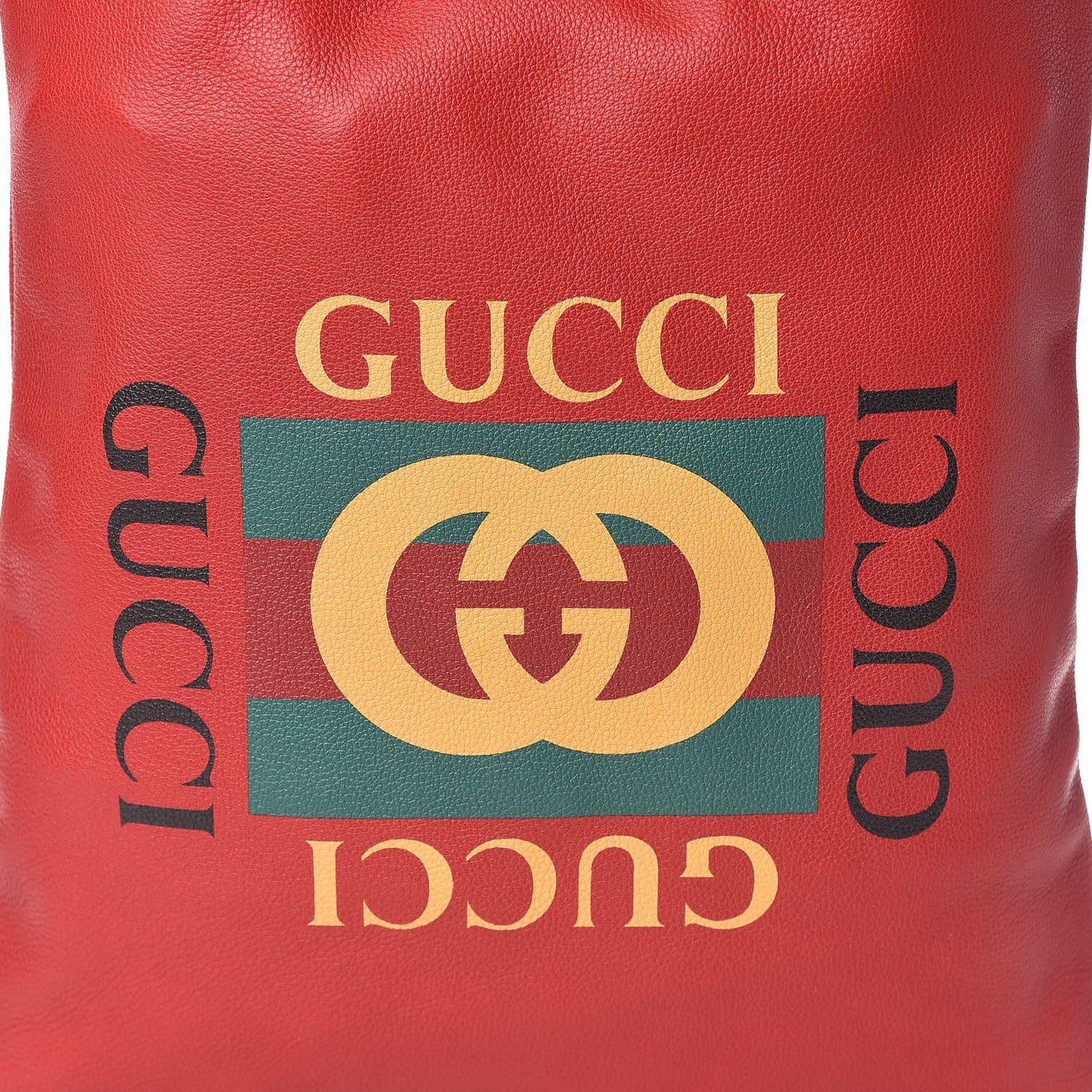 Calfskin Mens Logo Drawstring Backpack Red