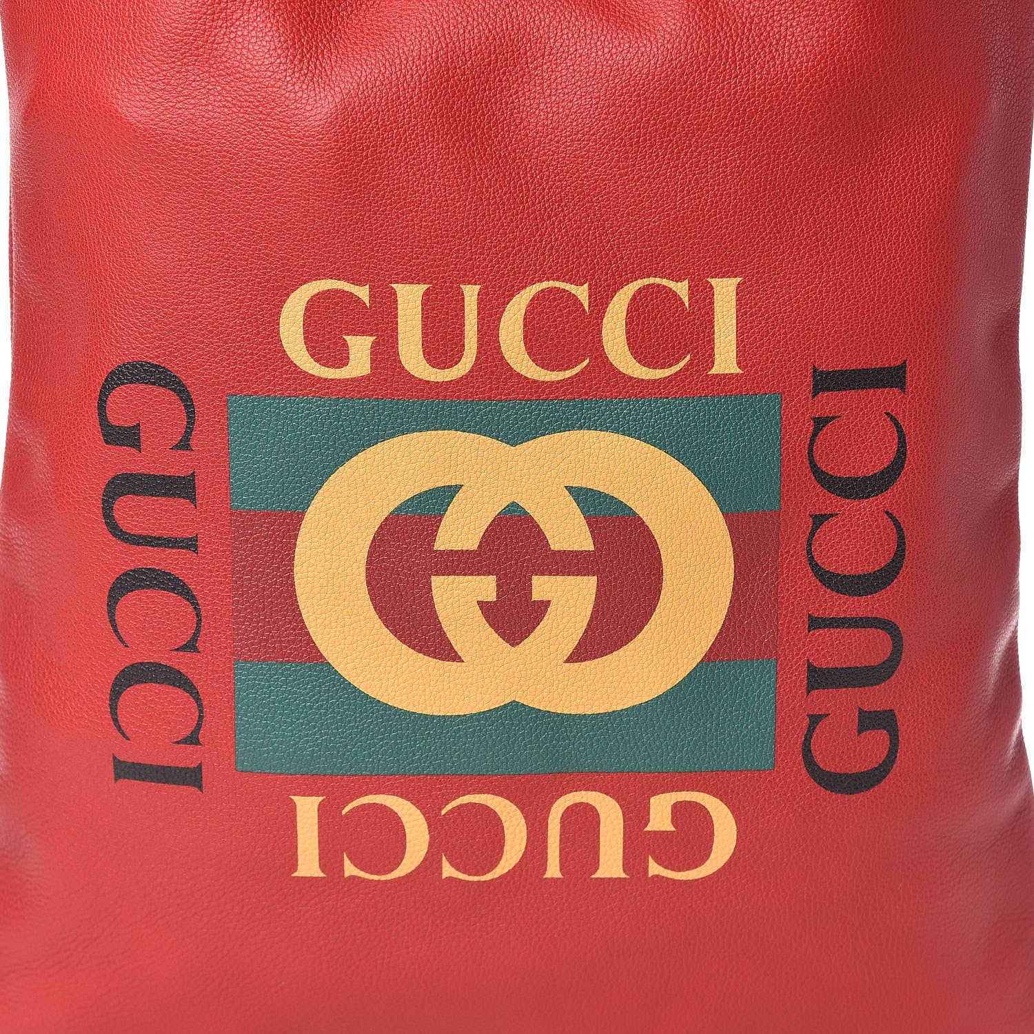 Gucci Calfskin Mens Logo Drawstring Backpack Red 12 of 12